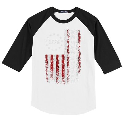 Vintage Us Flag 1776 Baseball Sleeve Shirt