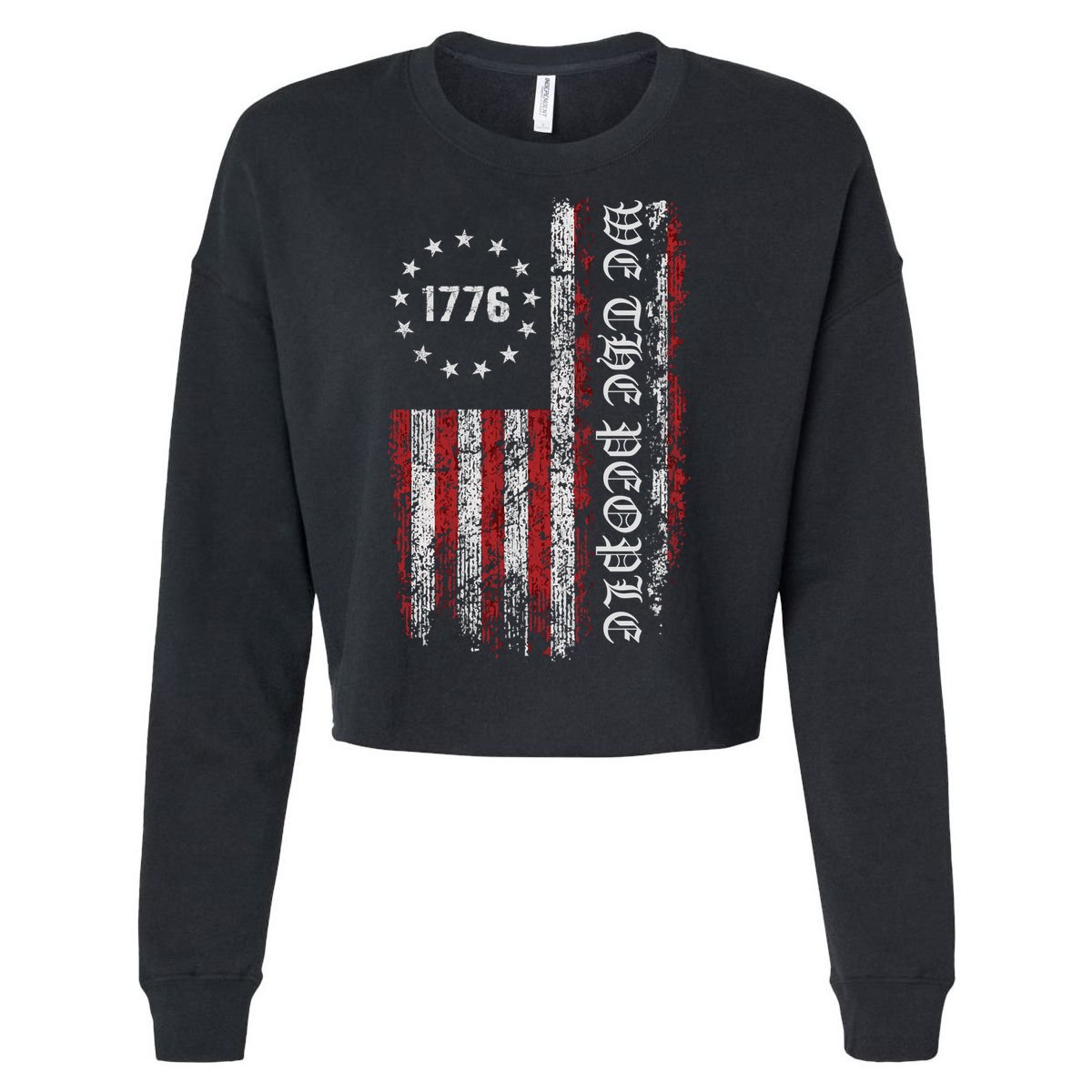 Vintage Us Flag 1776 Cropped Pullover Crew