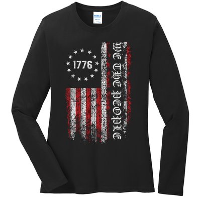 Vintage Us Flag 1776 Ladies Long Sleeve Shirt