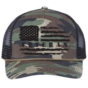 Veteran Us Flag Retro Rope Trucker Hat Cap