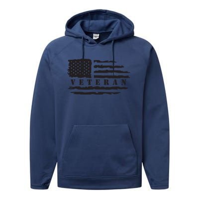 Veteran Us Flag Performance Fleece Hoodie