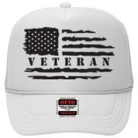 Veteran Us Flag High Crown Mesh Back Trucker Hat