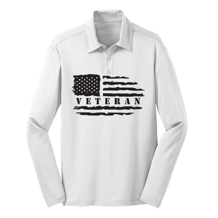 Veteran Us Flag Silk Touch Performance Long Sleeve Polo