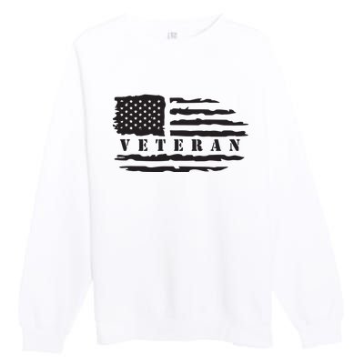 Veteran Us Flag Premium Crewneck Sweatshirt