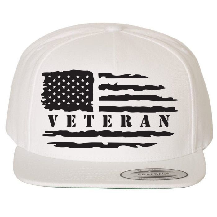 Veteran Us Flag Wool Snapback Cap