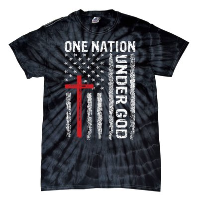 Vintage USA Flag Christian Faith Family Freedom Tie-Dye T-Shirt