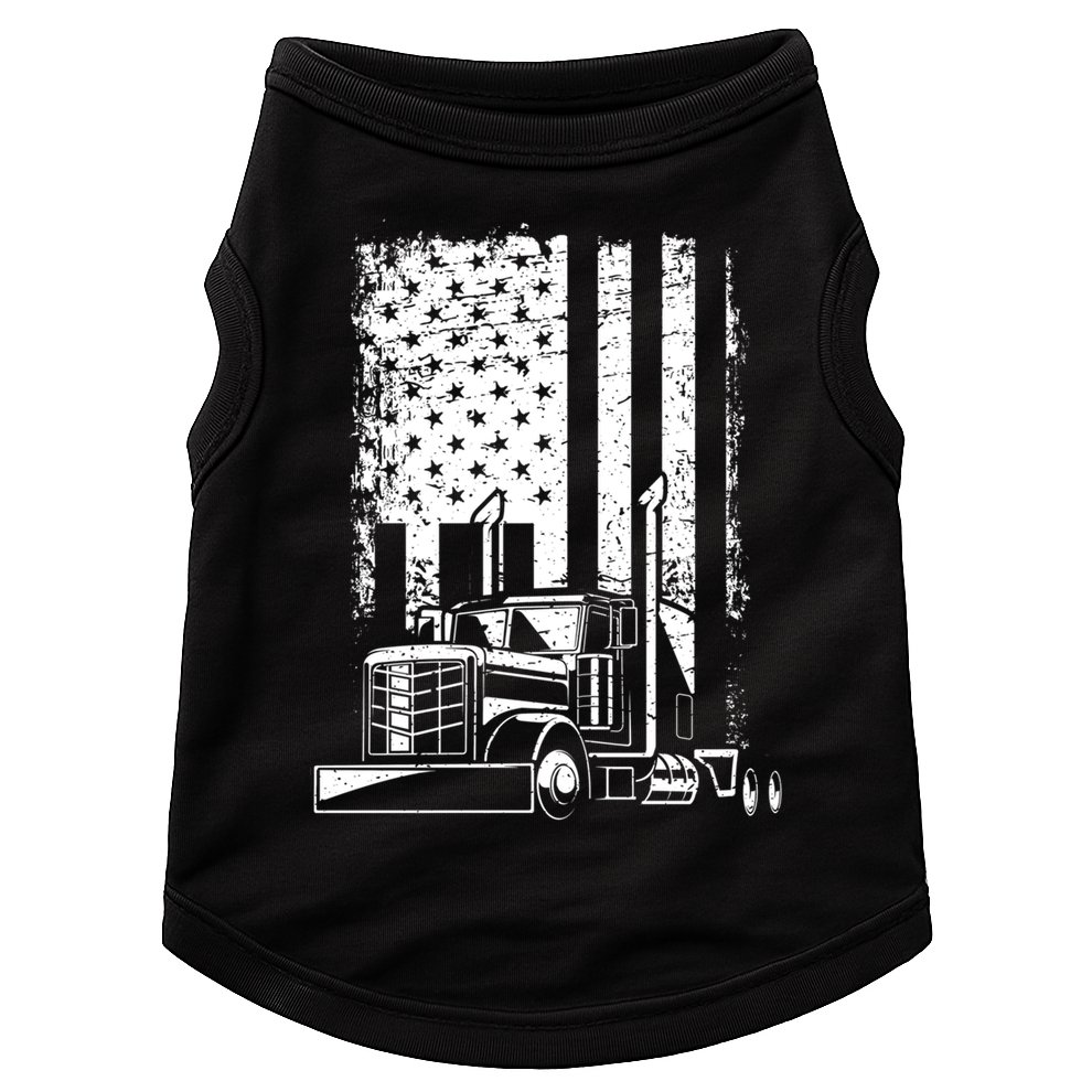 Vintage Us Flag Patriotic American Truck Drivers Trucker Fan Gift Doggie Tank
