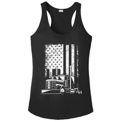 Vintage Us Flag Patriotic American Truck Drivers Trucker Fan Gift Ladies PosiCharge Competitor Racerback Tank