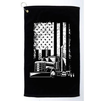 Vintage Us Flag Patriotic American Truck Drivers Trucker Fan Gift Golf Towel