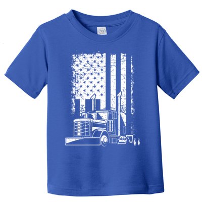 Vintage Us Flag Patriotic American Truck Drivers Trucker Fan Gift Toddler T-Shirt