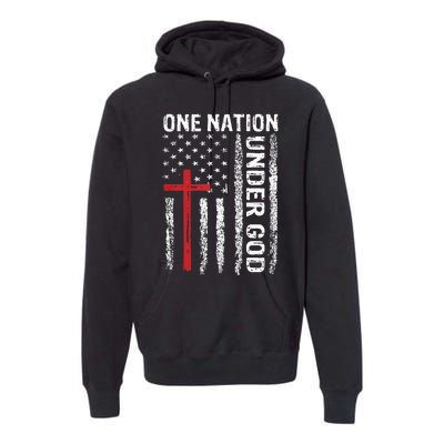 Vintage USA Flag Christian Faith Family Freedom Premium Hoodie