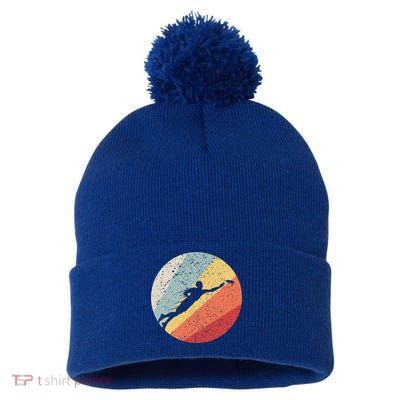Vintage Ultimate Frisbee Gift For Frisbee Players Pom Pom 12in Knit Beanie