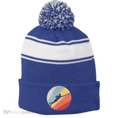 Vintage Ultimate Frisbee Gift For Frisbee Players Stripe Pom Pom Beanie