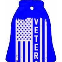 Veteran Us Flag Armed Forces Military Retired Retro Gift Ceramic Bell Ornament