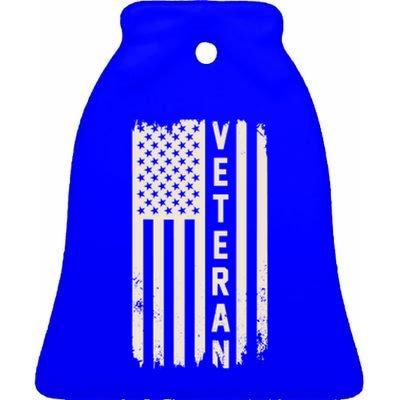 Veteran Us Flag Armed Forces Military Retired Retro Gift Ceramic Bell Ornament