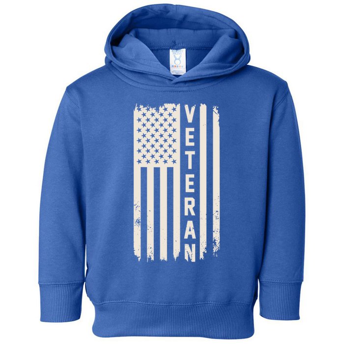 Veteran Us Flag Armed Forces Military Retired Retro Gift Toddler Hoodie