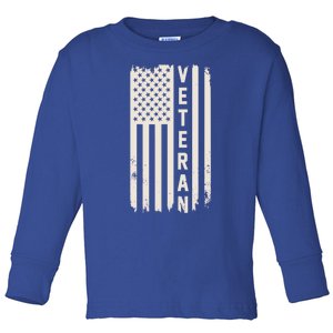 Veteran Us Flag Armed Forces Military Retired Retro Gift Toddler Long Sleeve Shirt