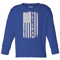 Veteran Us Flag Armed Forces Military Retired Retro Gift Toddler Long Sleeve Shirt