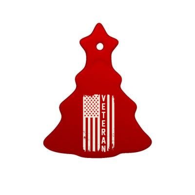 Veteran Us Flag Armed Forces Military Retired Retro Gift Ceramic Tree Ornament