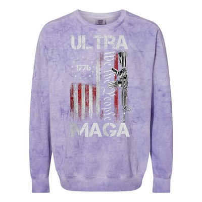 Vintage Usa Flag Ultra Maga Gun Usa Colorblast Crewneck Sweatshirt