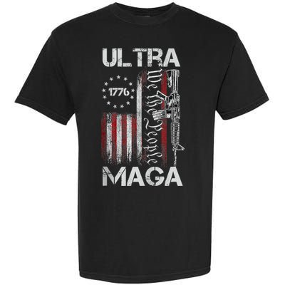 Vintage Usa Flag Ultra Maga Gun Usa Garment-Dyed Heavyweight T-Shirt