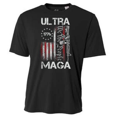 Vintage Usa Flag Ultra Maga Gun Usa Cooling Performance Crew T-Shirt