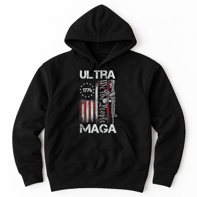 Vintage Usa Flag Ultra Maga Gun Usa Hoodie