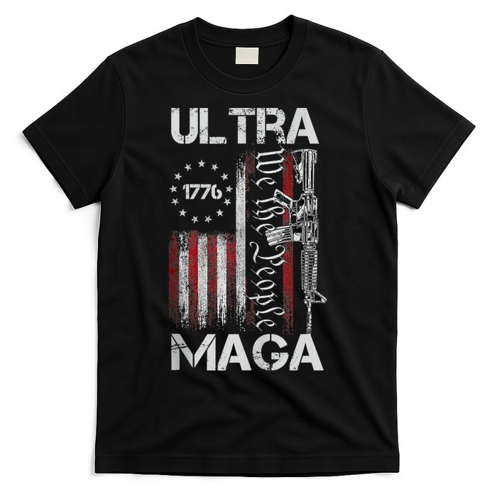 Vintage Usa Flag Ultra Maga Gun Usa T-Shirt