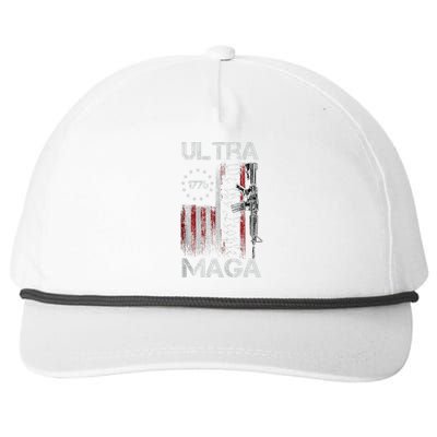 Vintage Usa Flag Ultra Maga Gun Usa Snapback Five-Panel Rope Hat