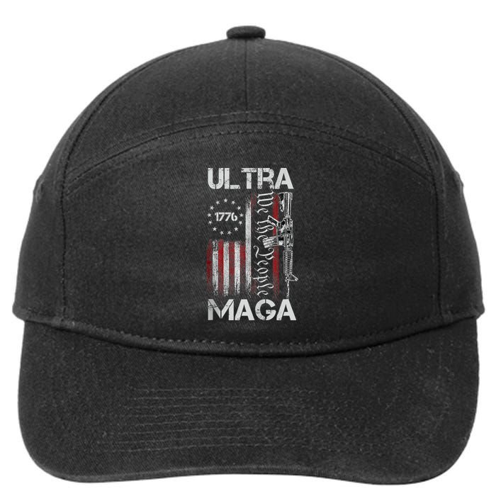 Vintage Usa Flag Ultra Maga Gun Usa 7-Panel Snapback Hat