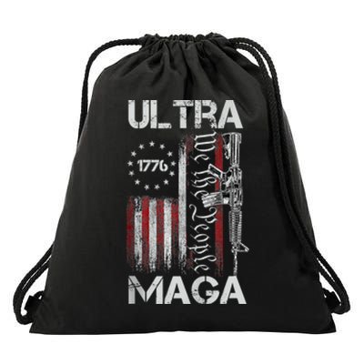 Vintage Usa Flag Ultra Maga Gun Usa Drawstring Bag