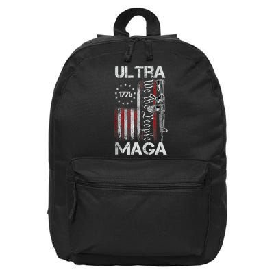 Vintage Usa Flag Ultra Maga Gun Usa 16 in Basic Backpack