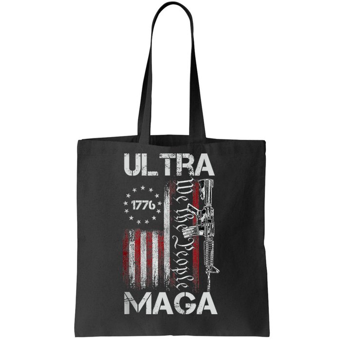 Vintage Usa Flag Ultra Maga Gun Usa Tote Bag