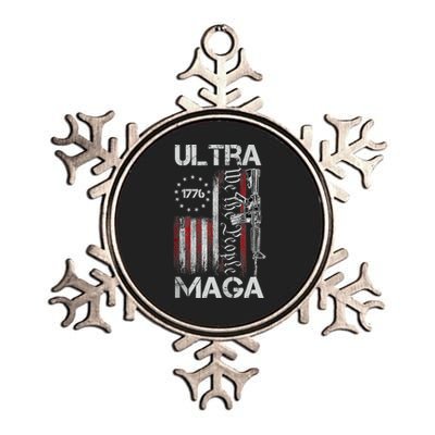 Vintage Usa Flag Ultra Maga Gun Usa Metallic Star Ornament