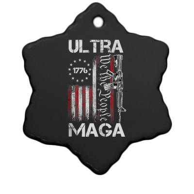 Vintage Usa Flag Ultra Maga Gun Usa Ceramic Star Ornament