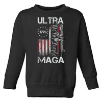 Vintage Usa Flag Ultra Maga Gun Usa Toddler Sweatshirt