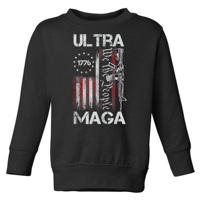 Vintage Usa Flag Ultra Maga Gun Usa Toddler Sweatshirt