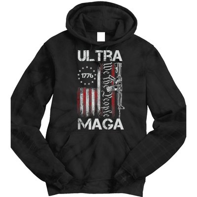 Vintage Usa Flag Ultra Maga Gun Usa Tie Dye Hoodie