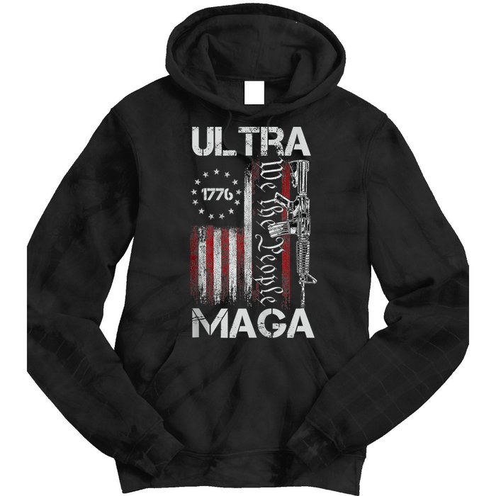 Vintage Usa Flag Ultra Maga Gun Usa Tie Dye Hoodie