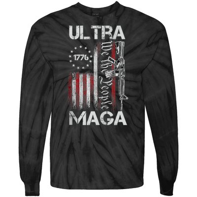 Vintage Usa Flag Ultra Maga Gun Usa Tie-Dye Long Sleeve Shirt