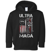 Vintage Usa Flag Ultra Maga Gun Usa Toddler Hoodie