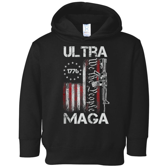 Vintage Usa Flag Ultra Maga Gun Usa Toddler Hoodie