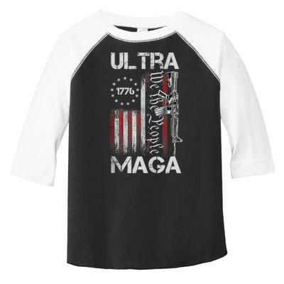 Vintage Usa Flag Ultra Maga Gun Usa Toddler Fine Jersey T-Shirt