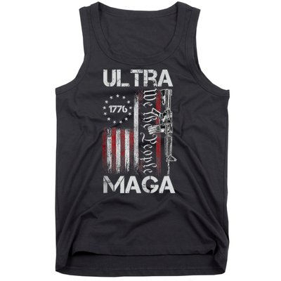 Vintage Usa Flag Ultra Maga Gun Usa Tank Top