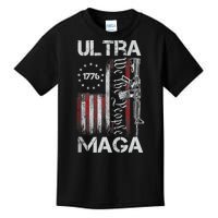 Vintage Usa Flag Ultra Maga Gun Usa Kids T-Shirt