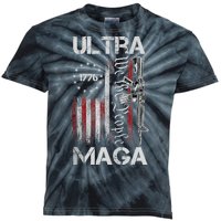 Vintage Usa Flag Ultra Maga Gun Usa Kids Tie-Dye T-Shirt