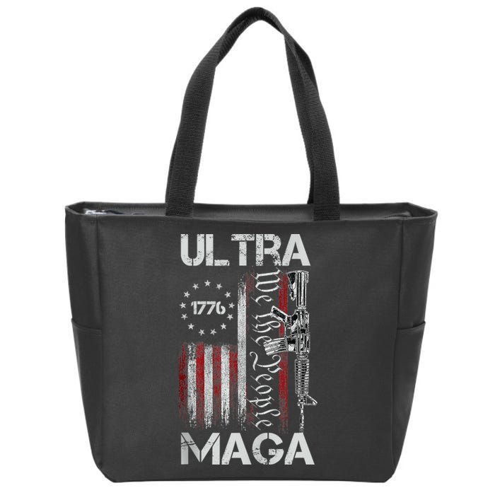 Vintage Usa Flag Ultra Maga Gun Usa Zip Tote Bag