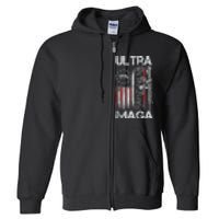 Vintage Usa Flag Ultra Maga Gun Usa Full Zip Hoodie