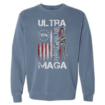 Vintage Usa Flag Ultra Maga Gun Usa Garment-Dyed Sweatshirt