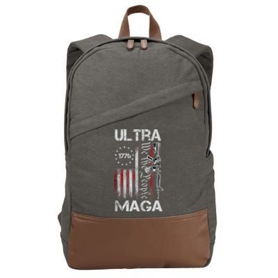 Vintage Usa Flag Ultra Maga Gun Usa Cotton Canvas Backpack